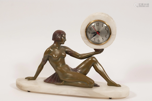 ART DECO SCULPTURE WITH SESSIONS CLOCK, H 11