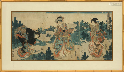 TOYOKUNI UTAGAWA, TRIPTYCH OF WOODBLOCK PRINTS, …