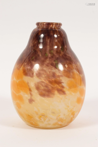 SCHNEIDER, FRANCE, ART GLASS VASE CIRCA 1900 H 8.2