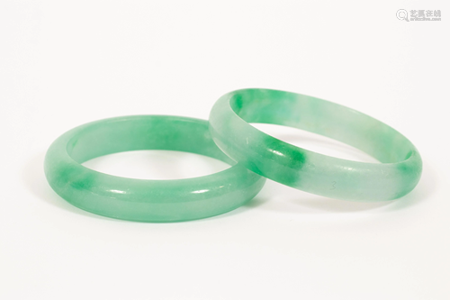 JADE BANGLE BRACELETS, TWO DIA 2.5