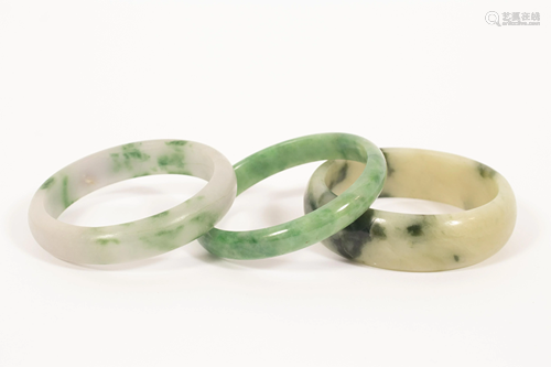 JADE BANGLE BRACELETS, THREE DIA 2.5