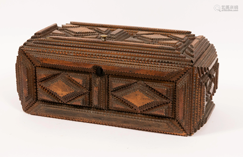 TRAMP ART CASE, C 1900 H 6.5