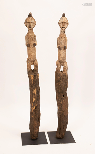 ANEBETE, AFRICAN, CARVED WOOD WITH PIGMENT, MALE AND