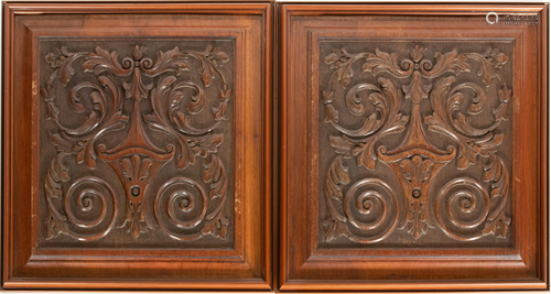 CARVED WALNUT WALL ORNAMENTS H 17.5