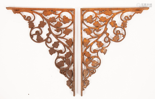 CAST IRON, WALL BRACKETS C 1880 PAIR, H 18