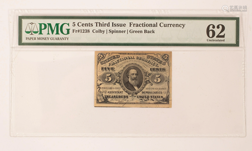 U.S. .05C FRACTIONAL PAPER CURRENCY PMG CERTIFIED