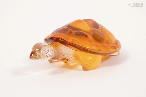 LALIQUE AMBER TURTLE H 5.5