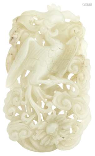 A Chinese Carved White Jade Plaque
