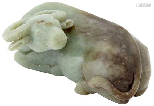 A Fine Chinese Carved Celadon Jade Buffalo