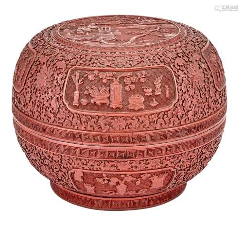 An Imperial Chinese Cinnabar Lacquer Domed Box and Cover