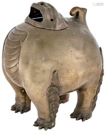 An Unusual Chinese Bronze Beast-Form Censer