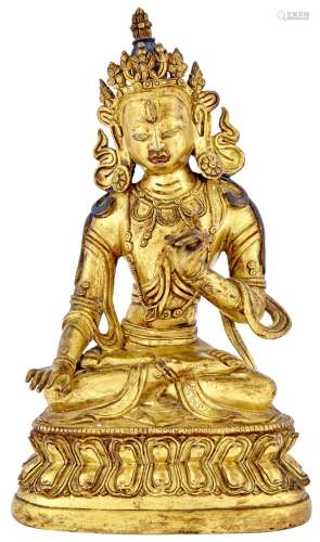 A Tibetan Gilt Bronze Figure of Amitayus