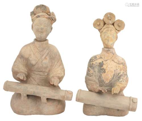 Two Chinese Sichuan Terracotta Figures of Musicians