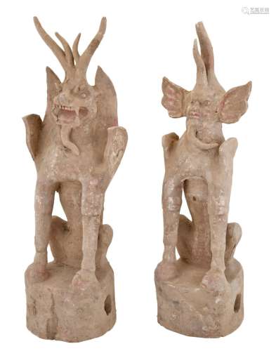 Two Chinese Pottery Earth Spirits