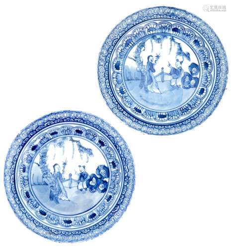 A Pair of Chinese Blue and White Porcelain Saucer Dishes