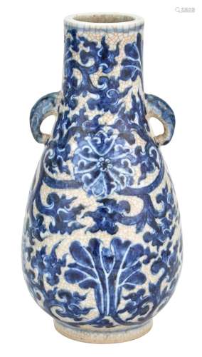 A Chinese Blue and White Twin-Handled Vase
