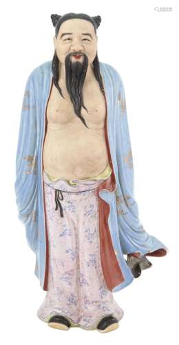 A Fine Chinese Enameled Porcelain Figure of Zhongli Quan
