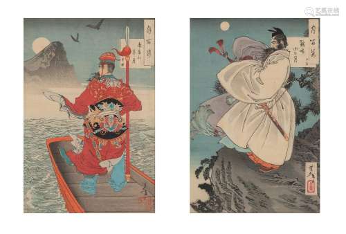 Two Japanese Woodblock Prints by Tsukioka Yoshitoshi