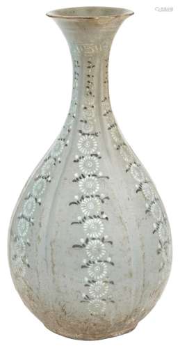 A Korean Slip-Decorated Celadon Bottle Vase