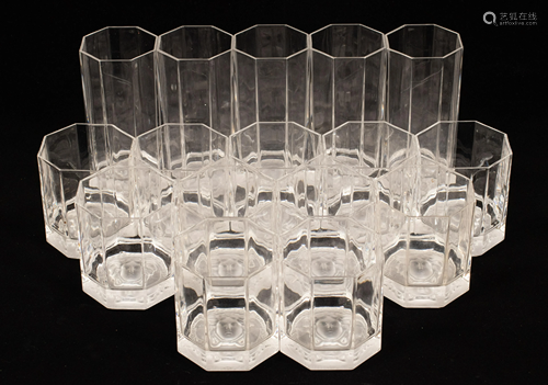 VERSACE GLASS TUMBLERS (11) AND LOW BALLS (5)