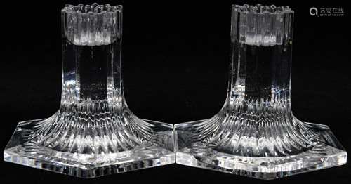 TIFFANY & CO. CRYSTAL CANDLESTICKS, 1992, PAIR, H 3