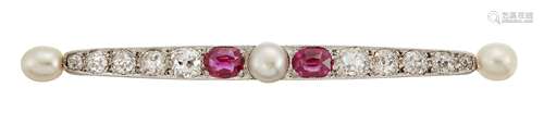 AMENDMENT: Please note that the brooch is set with man-made synthetic rubies. An Edwardian century