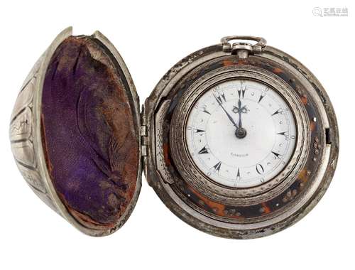 An early 19th century silver triple case verge pocket watch made for the Turkish market by Edward