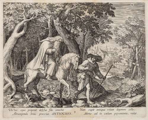 Jan Sadeler the Elder, Flemish 1550-1600- St Antiochus, after Marten de Vos; engraving, from the