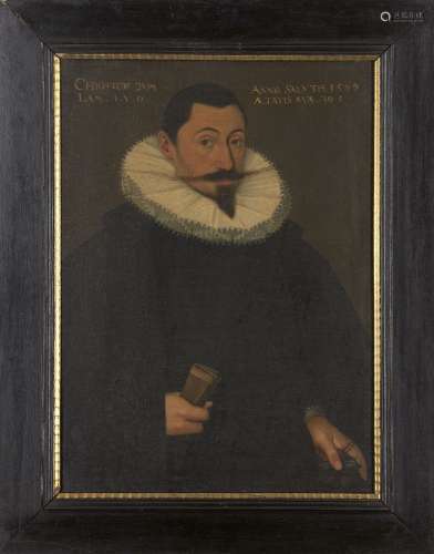 German School, late 16th century- Portrait of Christoff zum Lamm, half-length, with stiff white