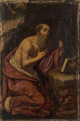 Northern Italian School, early 17th century- St Jerome in the wilderness; oil on canvas, 141x91.