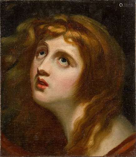 After George Romney, British 1734-1802- Emma Hamilton as Miranda; oil on canvas, 39.5x34.4cm (