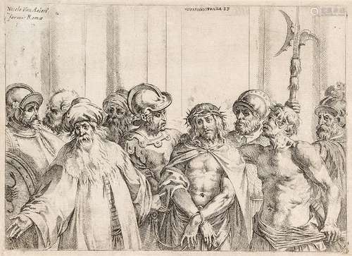 Vespasiano Strada, Italian 1582-1622- Ecce Homo; etching, pub. by Nicolaus van Aelst, 18.7x25.5cm (