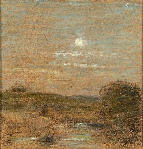 Edward William Stott ARA NEAC, British 1859-1918- Summer Moon; pastel, signed with initials, bears