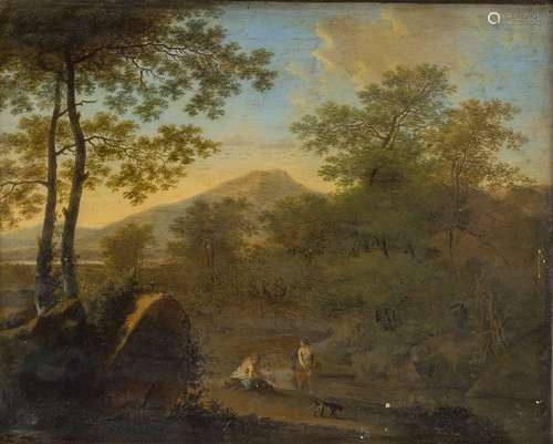 Follower of Jan Frans van Bloemen, called l'Orizzonte, Flemish 1662-1749- Bathers in a wooded