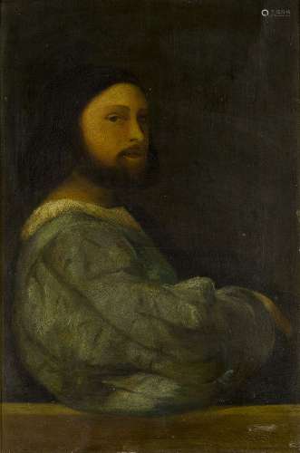After Tiziano Vecellio, called Titian, Italian c.1488/90-1576- A Man with a Quilted Sleeve; oil on