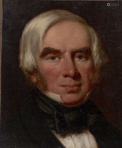 British School, mid 19th century- Portrait of a gentleman, head and shoulders turned to the right in