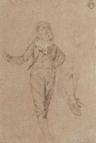 Sir Thomas Lawrence PRA, British 1769-1830- Study of a boy; pencil on blue-grey paper, signed and