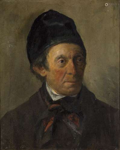 French School, early-mid 19th century- Portrait of a man, quarter-length, turned to the right; oil