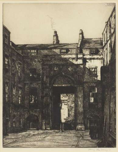 Sir Henry Rushbury RA RE RWS, British 1889-1968- Little Essex Street, London; etching, signed in