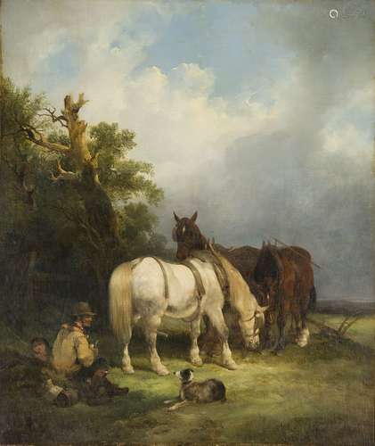 William Shayer Jnr., British 1811-1892- The Ploughman’s Rest; oil on canvas, 76x63.5cm Note: A