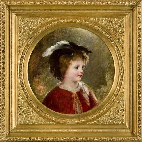 Attributed to William Huggins, British 1820-1884- Portrait of a Young Girl; oil on canvas, 48x48cm