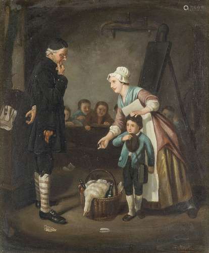 F Pascol, mid 19th century- Schoolmaster's Present; oil on canvas, signed, 60.7x51cmPlease refer