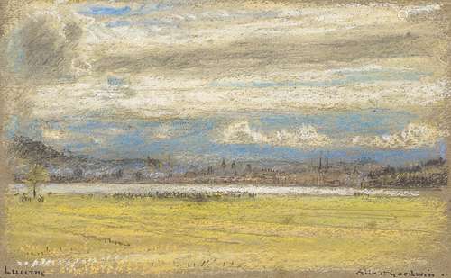 Albert Goodwin RWS, British 1845-1938- Switzerland; Lucerne; pastel, signed and inscribed, 11x17.5cm