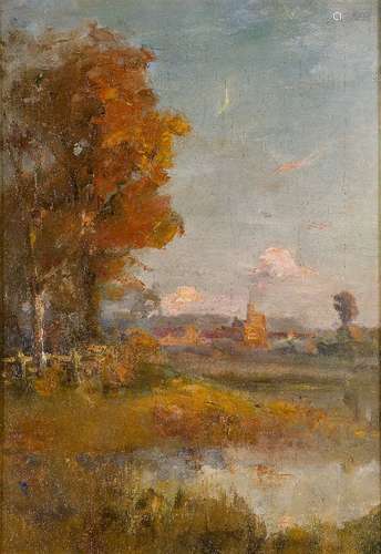 British Impressionist School, late 19th/early 20th century- Harvest Moon; oil on canvas, 46x30.