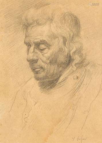 Russian School, late 19th century- Portrait of a man turned to the left, quarter-length; pencil,