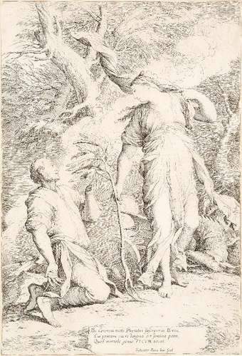 Salvator Rosa, Italian 1615-1673- Ceres and Phytalus; etching with drypoint, 34.7x23.2cm (mounted,