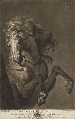 Richard Earlom, British 1742-1822- A Horse's Head, after Sir Anthony van Dyke: and A Greyhound's