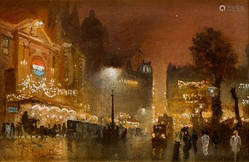 George Hyde-Pownall, British 1876-1932- The Empire Leicester Square; oil on board, signed, signed