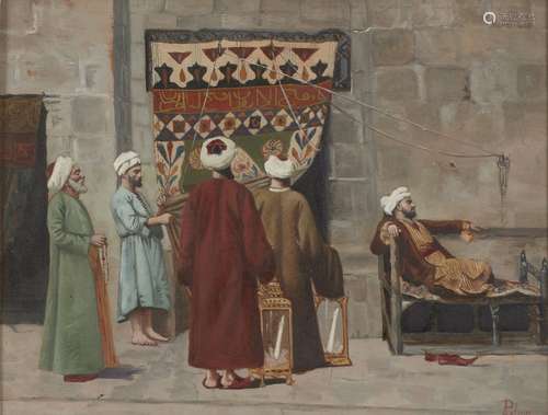 A Palma, Italian, late 19th/early 20th century- North African scene with figures standing and seated