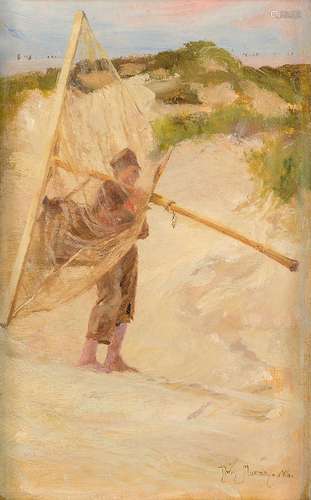 Sir David Murray RA PRI RSW, Scottish 1849-1933- The Shrimper; oil on panel, signed and dated